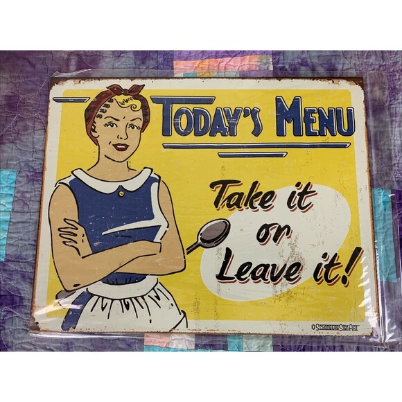 Funny Other - TODAYS MENU TAKE OR LEAVE IT 16x12.5 Funny Sign Tin Vintage Garage Bar Decor